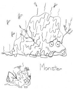 Let Me Keep My Monster Spud Picture Book Early Pencil Drawing of the Monster
