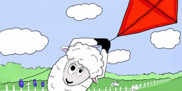 Sheep Flying Kite Illustration