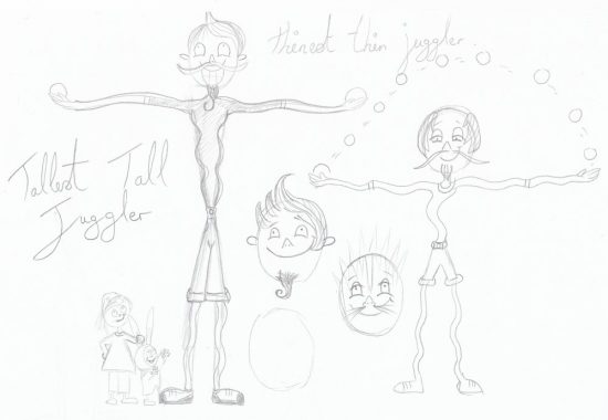 Tallest Tall Juggler Pencil Sketch